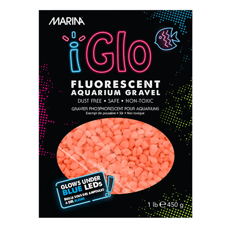 Marina iGlo Fluorescent Aquarium Gravel - Orange - 450 g (1 lb)