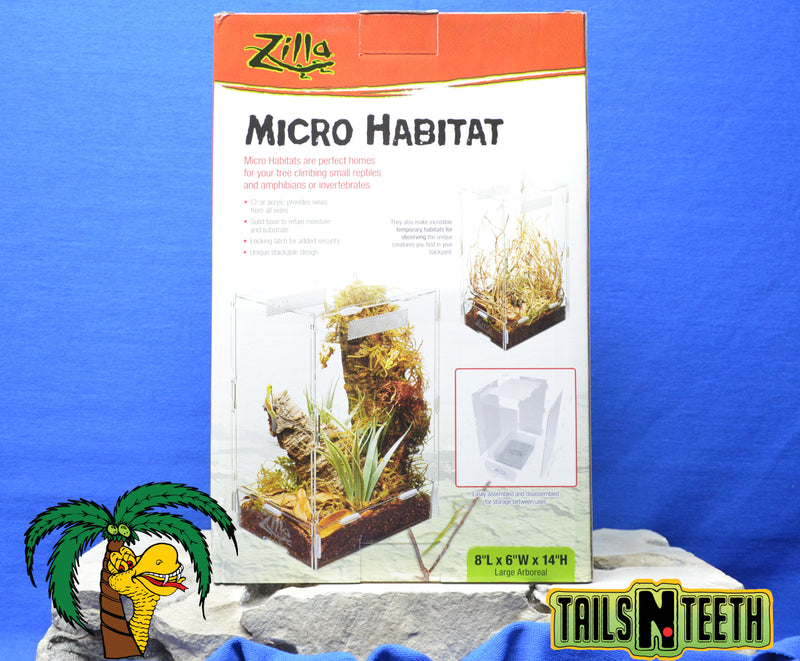 Zilla Micro Habitat - Large Arboreal - 8"L x 6"W x 14"H ~ For Tree Climbing Pets