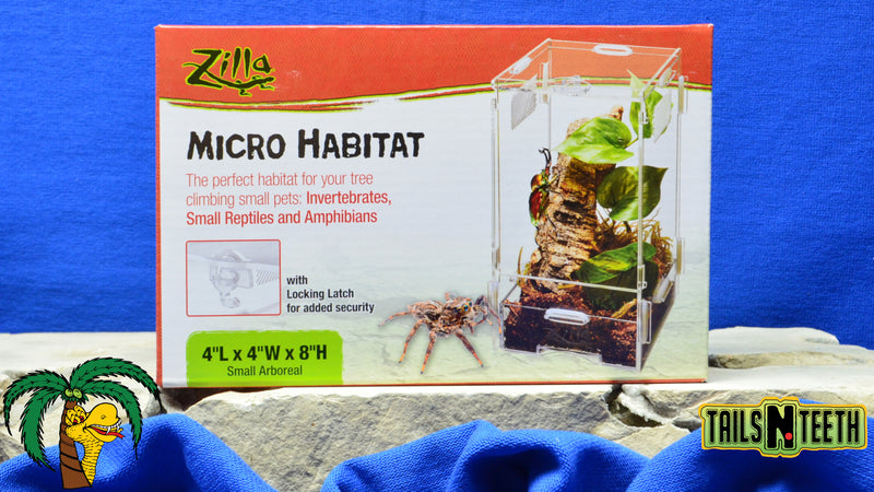 Zilla Micro Habitat - Small Arboreal - 4"L x 4"W x 8"H ~ For Tree Climbing Pets