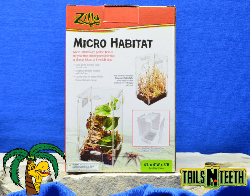 Zilla Micro Habitat - Small Arboreal - 4"L x 4"W x 8"H ~ For Tree Climbing Pets