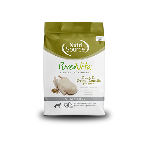 NUTRISOURCE PUREVITA DUCK & GREEN LENTILS ENTRÉE GRAIN FREE DRY DOG FOOD 5 LB