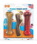 Nylabone Puppy Chew Stages Triple Chew Toy Pack, Medium/Wolf, 3 Count