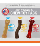 Nylabone Puppy Chew Stages Triple Chew Toy Pack, Medium/Wolf, 3 Count