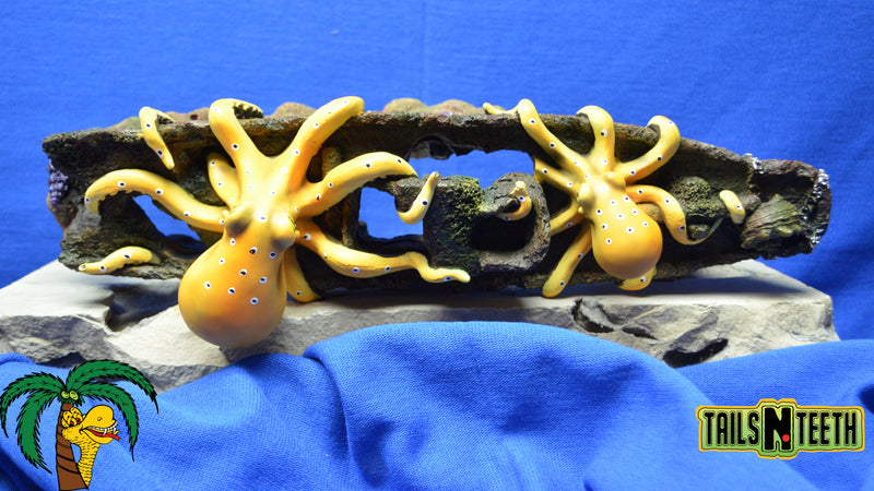 Octopus Sunken Ship Aquarium Ornament - 16"L x 5"H x 6.5"W ~ Poly Resin