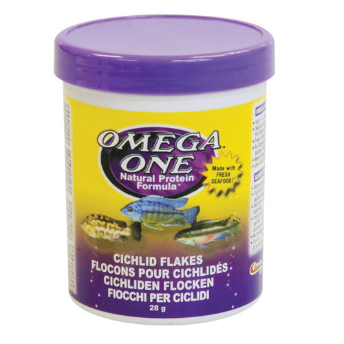 Omega One Cichlid Flakes 28g (1oz) - Fresh Seafood Formula