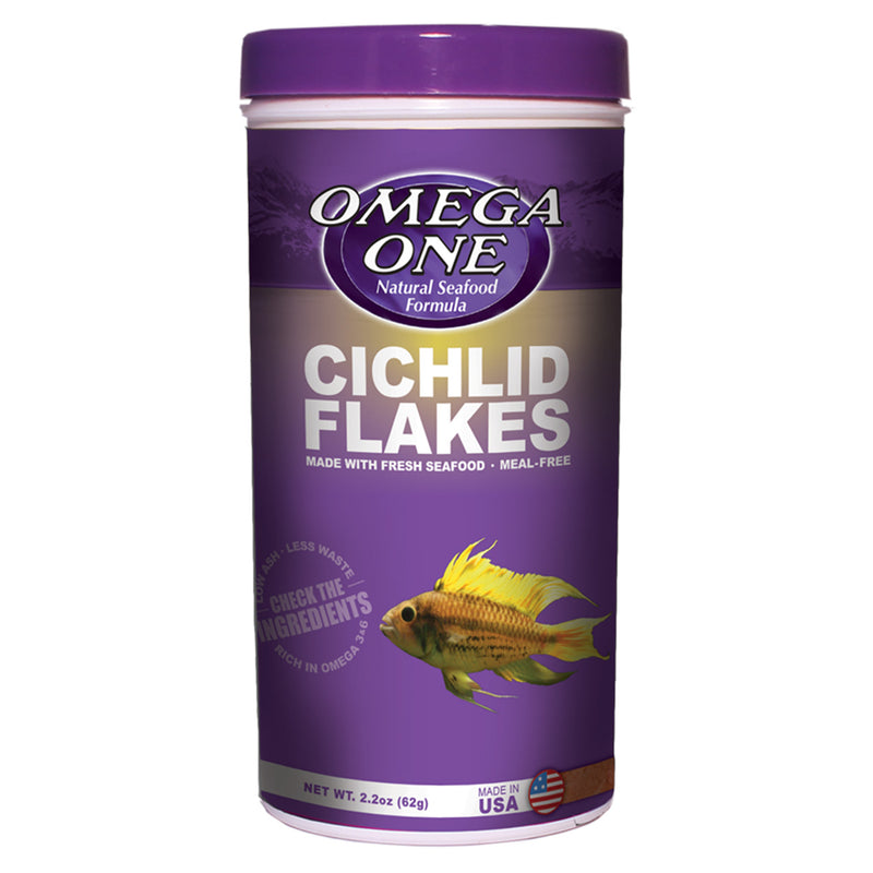 Omega One Cichlid Flakes 62g (2.2oz) - Fresh Seafood Formula