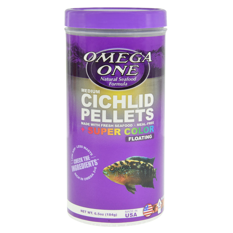 Omega One Cichlid Pellets 6mm - 184g (6.5oz) - Super Colour Floating