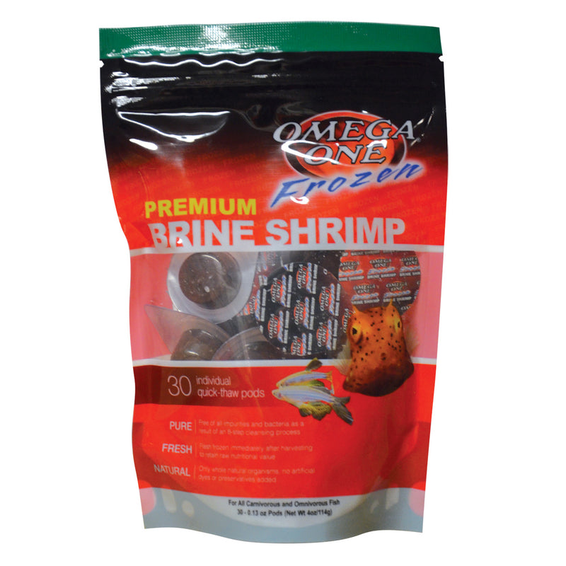 Omega One Frozen Brine Shrimp - Pod Pouch 30's - 114g (4oz) - Supplementary Food For All Fish