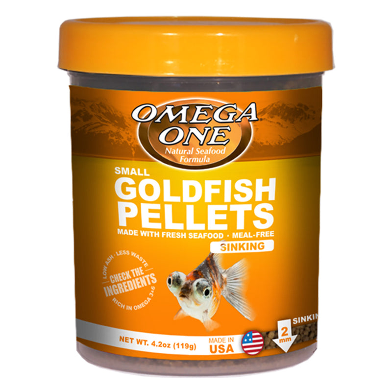 Omega One Goldfish Pellets - Sinking - 119g (4.2oz) - Made with Fresh Seafood - Meal Free