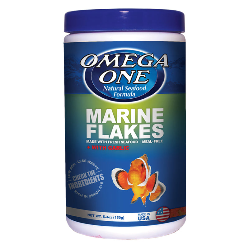 Omega One Marine Flakes 148g (5.3oz) - Fresh Seafood Formula With Garlic