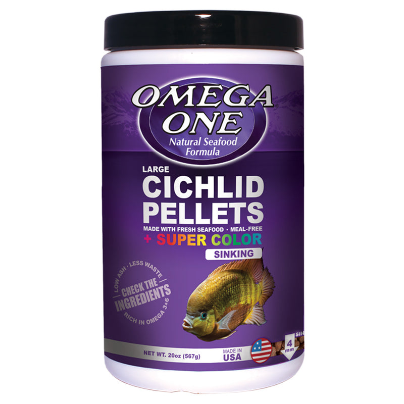 Omega One Cichlid Pellets 4mm - 567g (20oz) - Super Colour Sinking