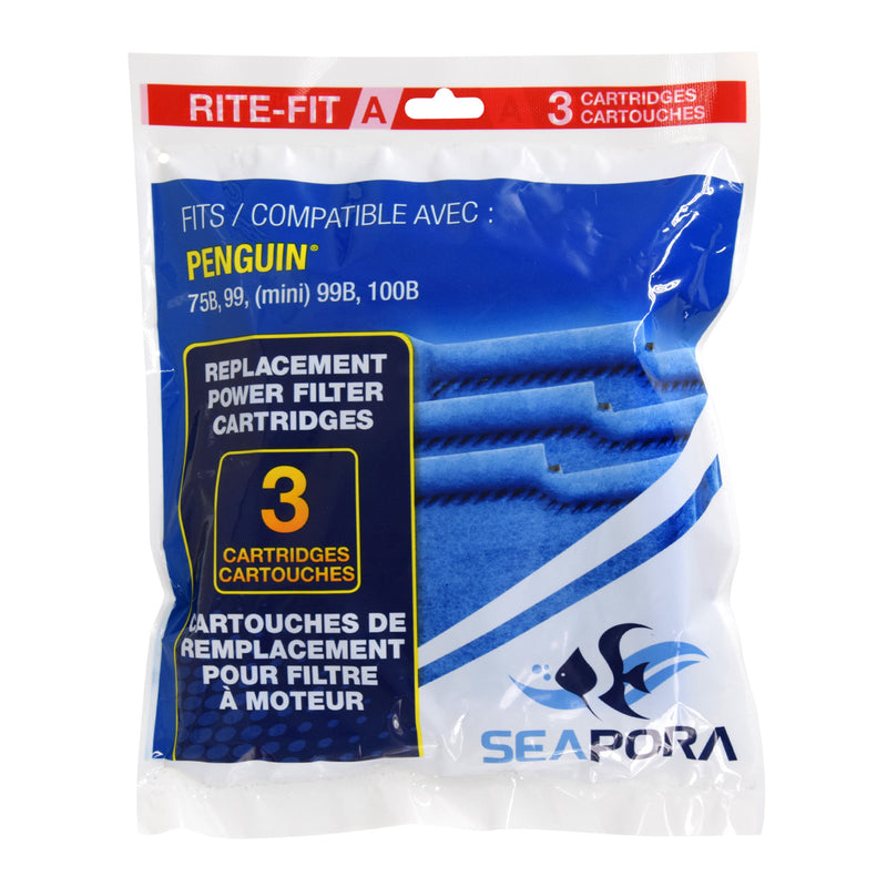 Seapora Rite-Fit "A" Cartridges for Penguin® Power Filters 3 Pack ~ Replacements Filter Media