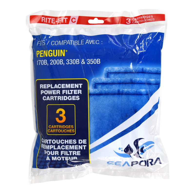 Seapora Rite-Fit "C" Cartridges for Penguin® Power Filters 3 Pack ~ Replacements Filter Media