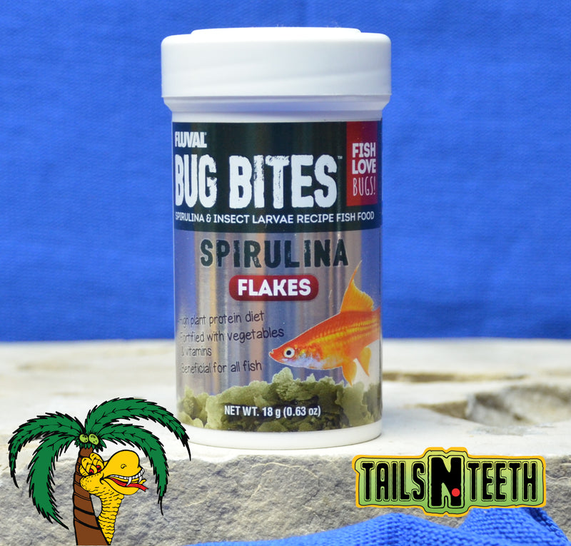 Fluval Bug Bites Spirulina Flake 18g ~ Insect Larvae High Protein Diet