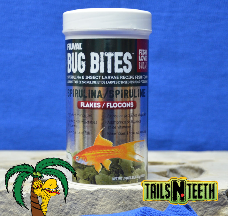 Fluval Bug Bites Spirulina Flake 45g ~ Insect Larvae High Protein Diet