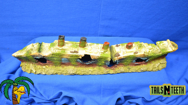 RMS Titanic Sunken Ship Aquarium Ornament - 19"L x 5"H x 3.5"W ~ Poly Resin