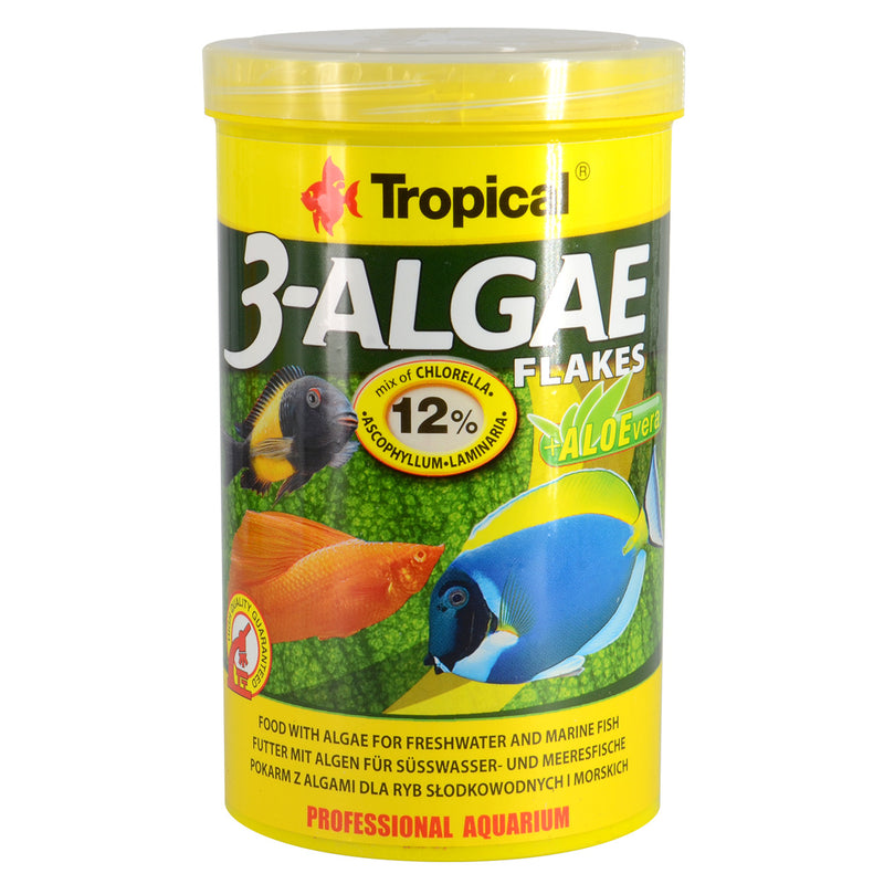 Tropical 3-Algae Flakes - 200g - For Freshwater or Marine Fish