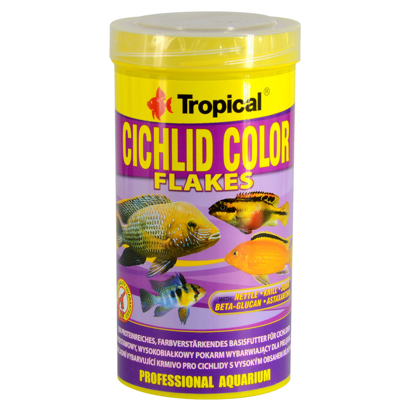 Tropical Cichlid Colour Flakes 50g - Colour Enhancing Food For Cichlids