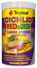 Tropical Cichlid Red & Green Floating Sticks - Large Sticks - 75g - Super Colour Enhancer