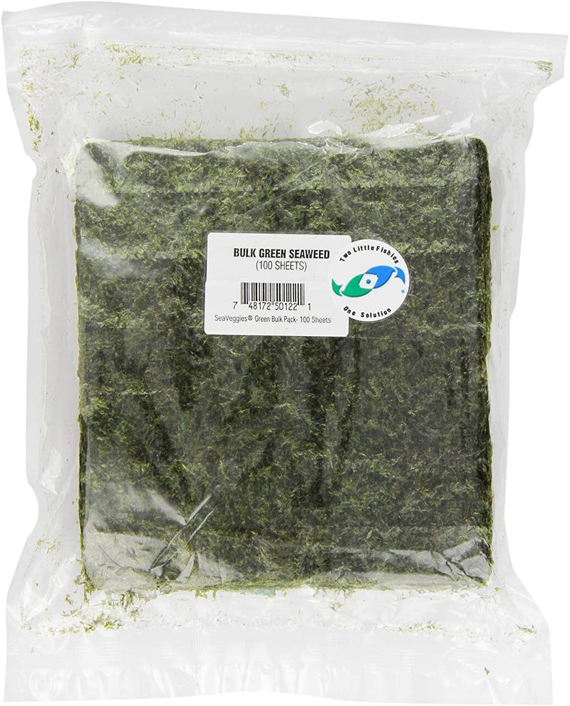 Two Little Fishies Sea Veggies Green Seaweed Bulk Pack 100 sheets