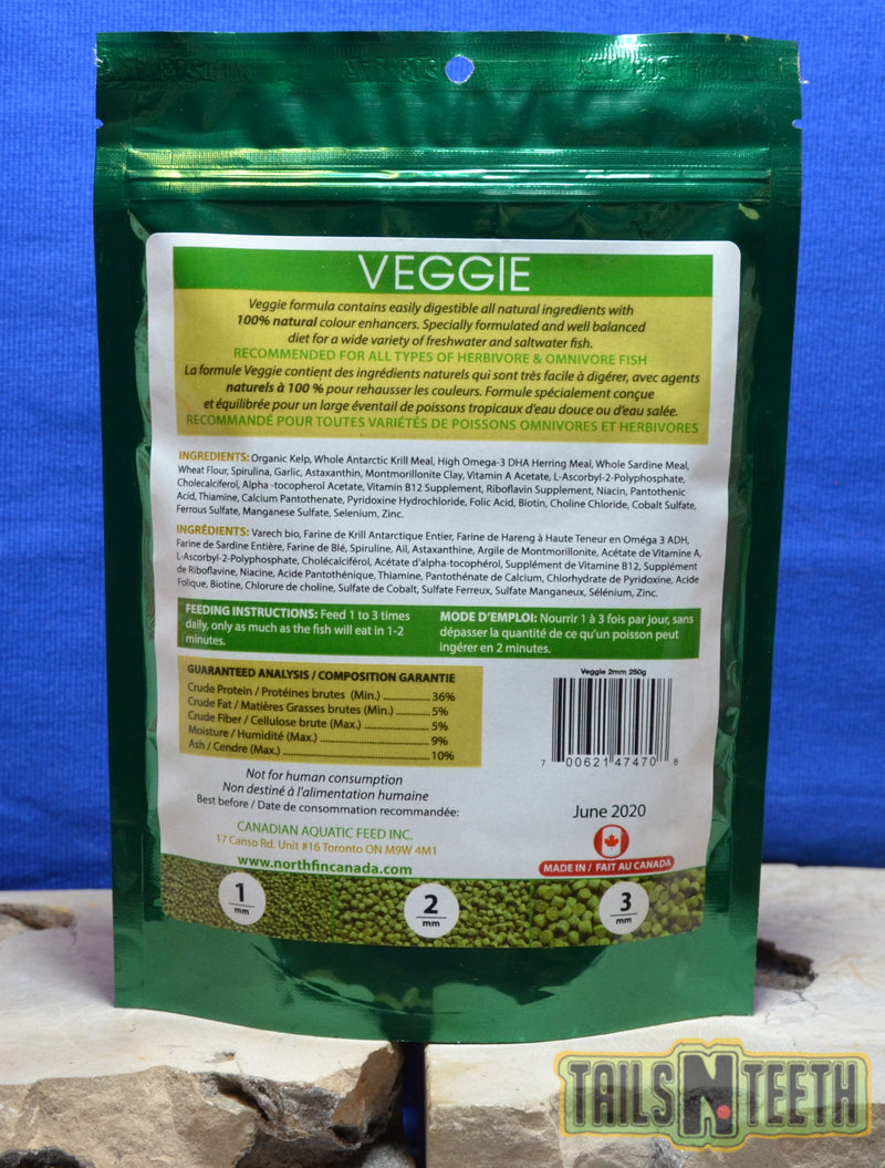 NorthFin Veggie Formula - 2mm Pellet 250g - Premium Fish Food - Made in Canada