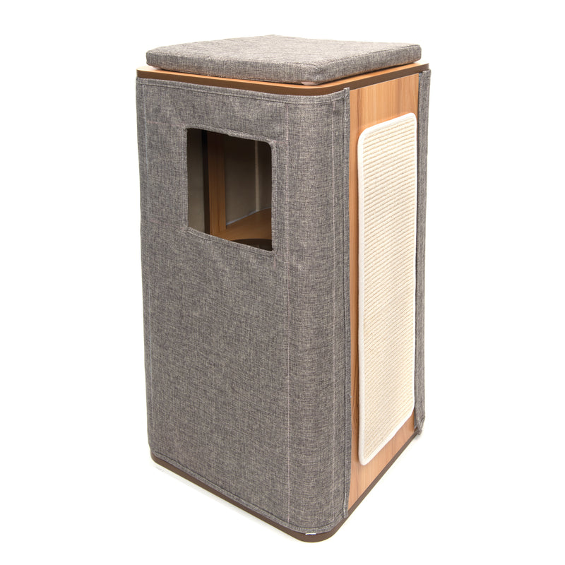 Vesper Cubo Tower - Stone - 42.5 x 42.5 x 87.5 cm (17 x 17 x 34 in)