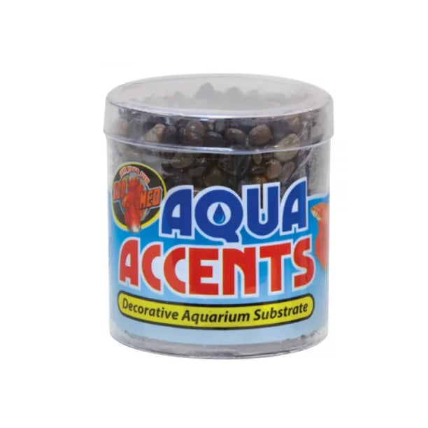 ZOO MED AQUA ACCENTS DARK RIVER PEBBLES 0.5 LB