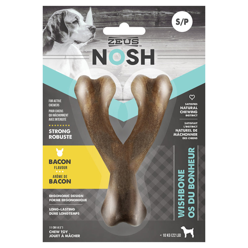 Zeus NOSH Strong Wishbone Chew Toy - Bacon Flavour - Small - 11 cm (4.5 in)