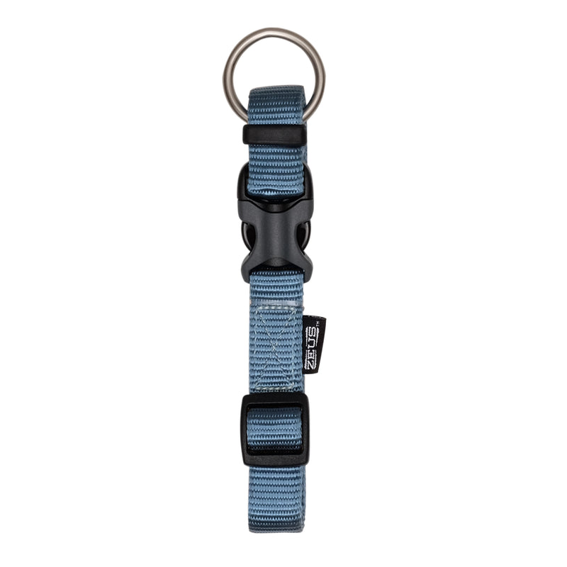 Zeus Adjustable Nylon Dog Collar - Denim Blue - Large - 2 cm x 36 cm-55 cm (3/4in x 14in-22in)