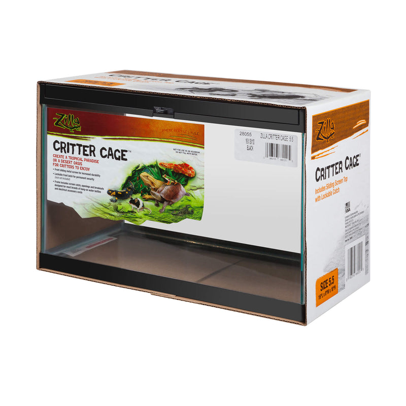 Zilla Critter Cage 5.5 Gallon - 16"L x 8"W x 10"H - Escape-Resistant Mesh Top