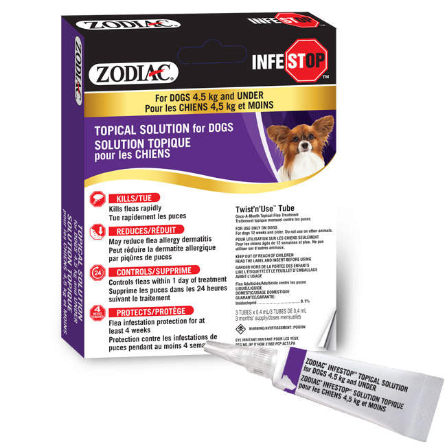 Zodiac INFESTOP Topical Flea Solution for Dogs UNDER 4.5KG