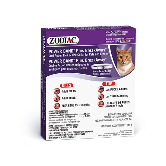 Zodiac POWER BAND Plus BreakAway Dual Action FLEA & TICK Collar for Cats & Kittens