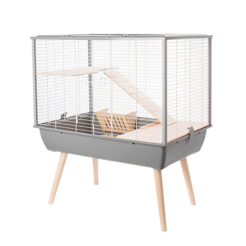 Zolux Neo Muki Small Pet Cage - 15mm Bars - Grey with White Wire - 78 x 48 x 58cm