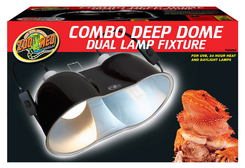 Zoo Med Combo Deep Dome Dual Lamp Fixture - For Lamps Up To 160w (Each Socket)