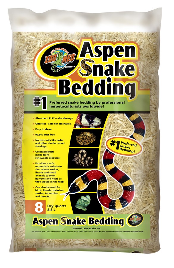 Zoo Med Aspen Snake Bedding - 8 qt/8.8L Bag - Safe For All Snakes