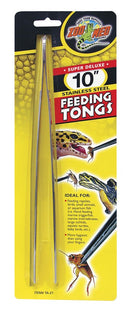 Zoo Med Super Deluxe Stainless Steel Feeding Tongs - 10" - For Hand Feeding Reptiles, Etc.
