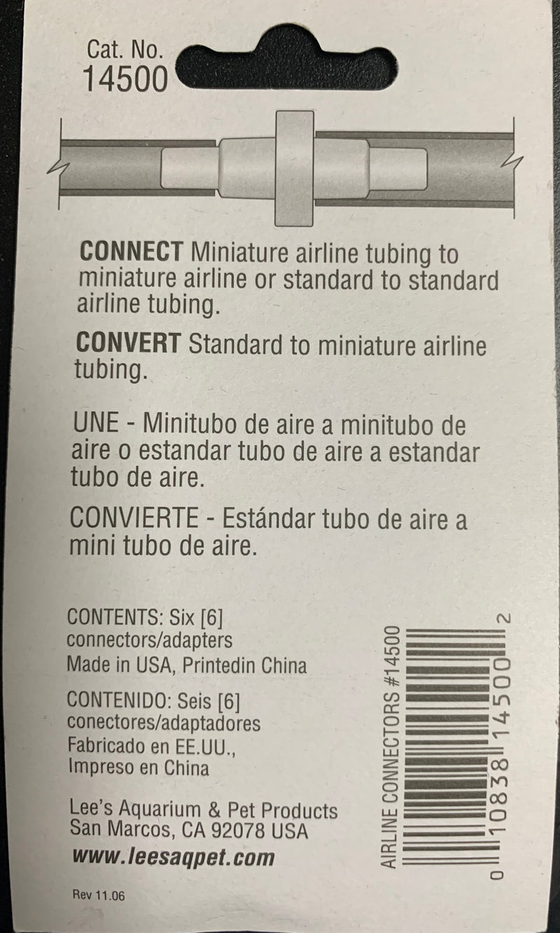 LEE'S Airline Tubing Connectors/Adapters - 6 pk