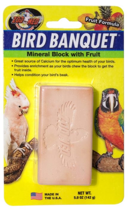 ZOO Med Bird Banquet seed formula Mineral Block with fruit Aviary size