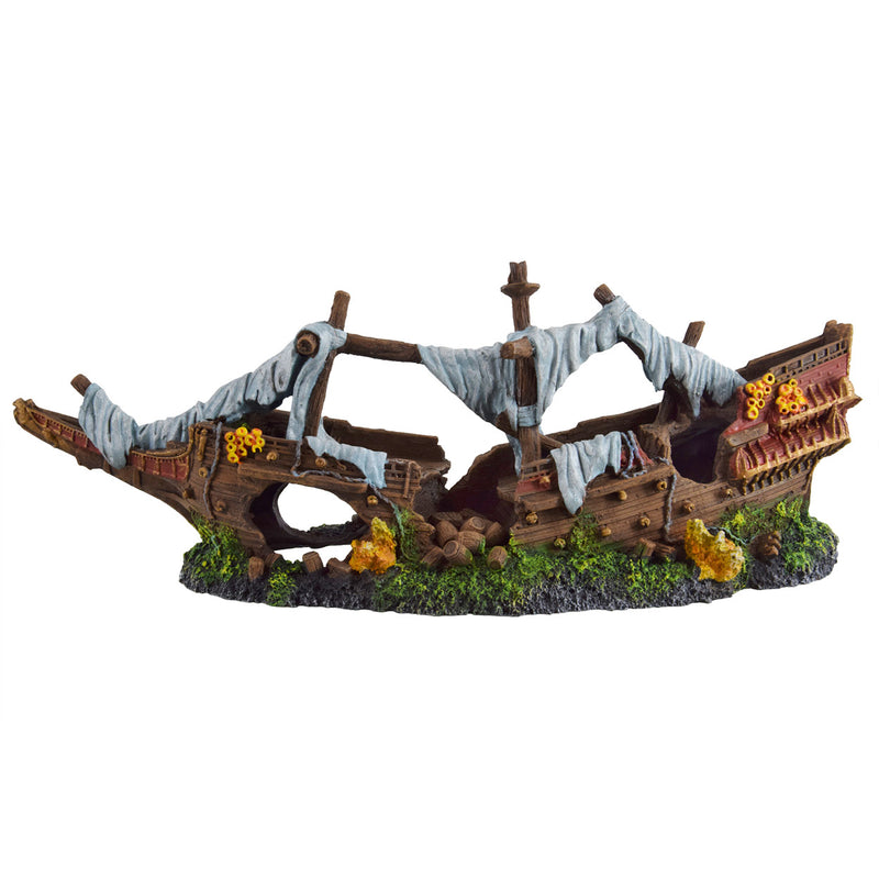 Broken Pirate Ship aquarium ornament