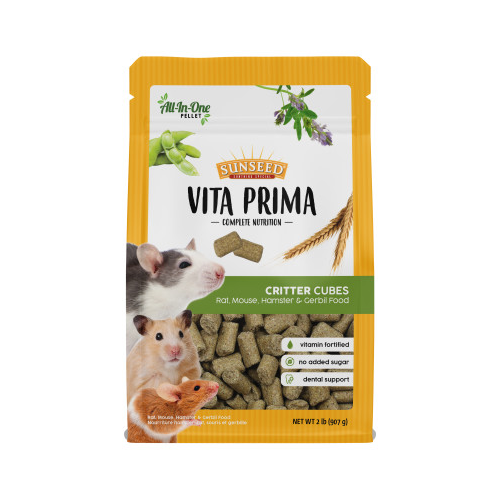 SUNSEED VITA PRIMA CRITTER CUBES RAT, MOUSE, HAMSTER & GERBIL FOOD 2 LB