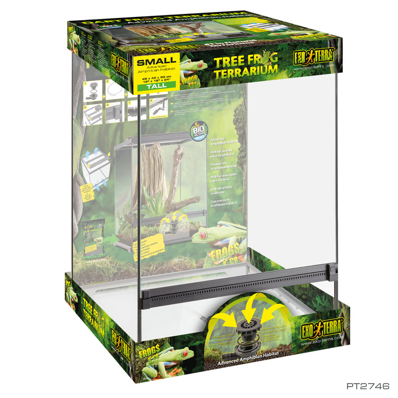 Exo Terra Tree Frog Terrarium - Advanced Amphibian Habitat - Small/Tall - 45 L x 45 W x 60 H cm (18 x 18 x 24 in)