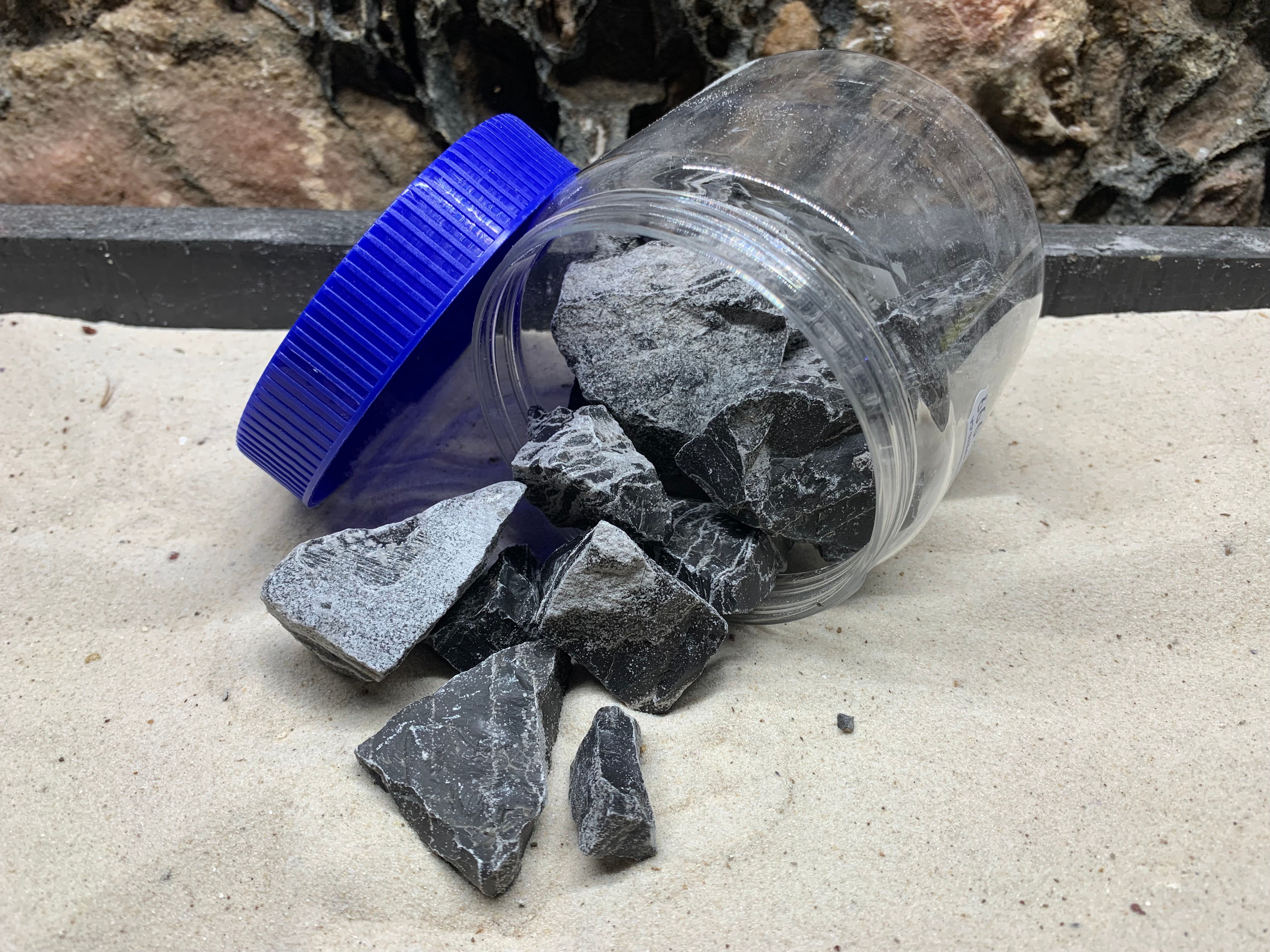Mini Capsule With Rocks Black and White Multilayer Rock Pieces Jar - Great For Nano Tanks..