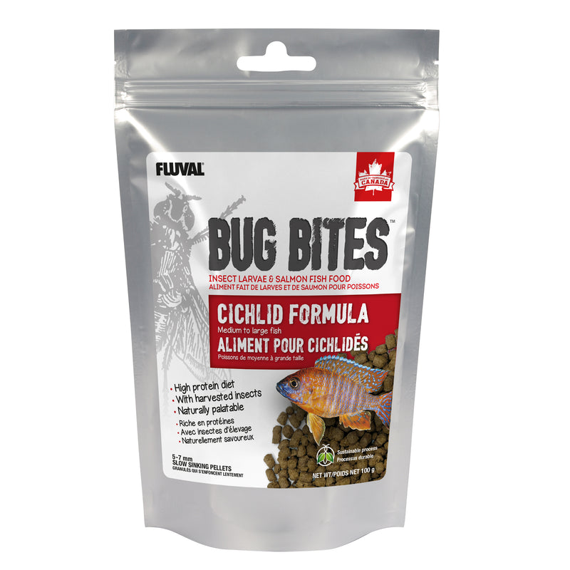 Fluval Bug Bites Cichlid Medium-Large 100g - 5-7mm Sticks for Large Cichlids