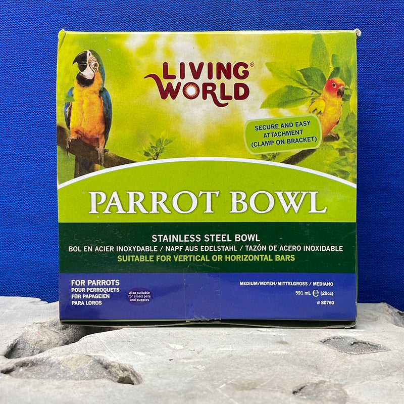 Living World Stainless Steel Parrot Bowl - Medium - 567 g (20 oz)