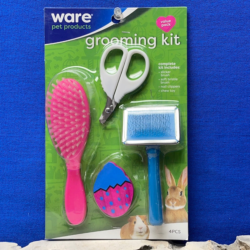 Ware Pet Grooming Kit - Value Pack - Brush, Pin Brush, Nail Clipper, Chew Toy