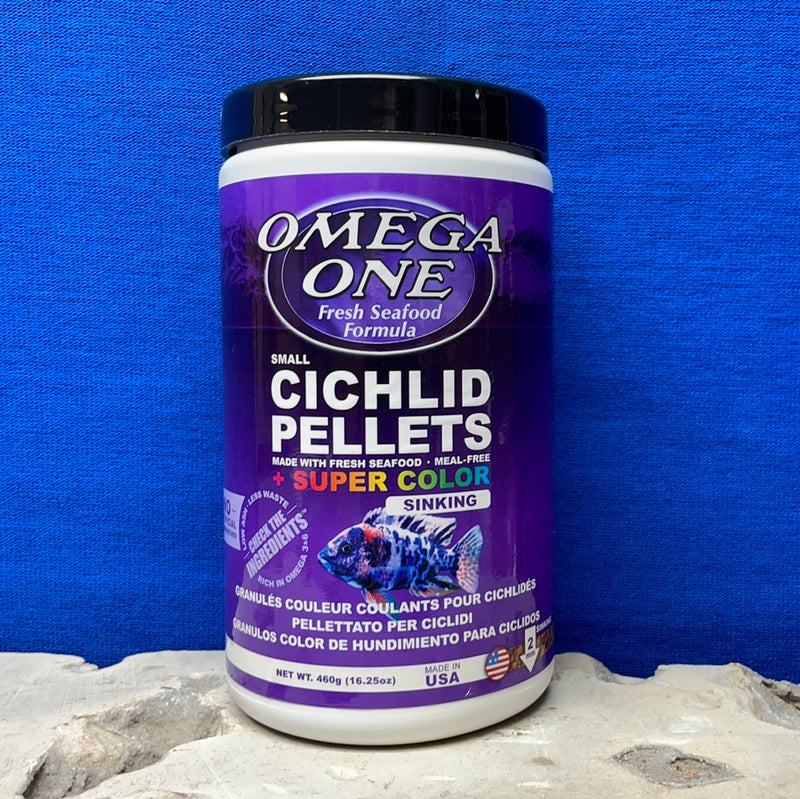 Omega One Cichlid Pellets 2mm - 460g (16.25oz) - Super Colour Sinking