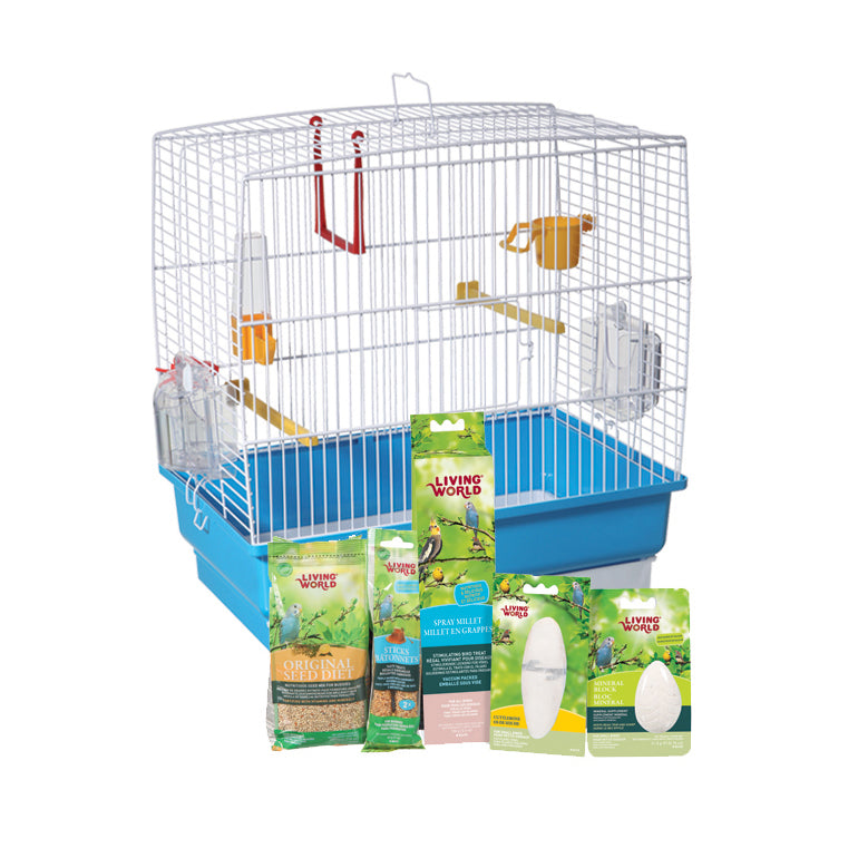 Living World Budgie Starter Kit - 40 cm L x 25 cm W x 41 cm H (15.75in x 9.8in x 16in)