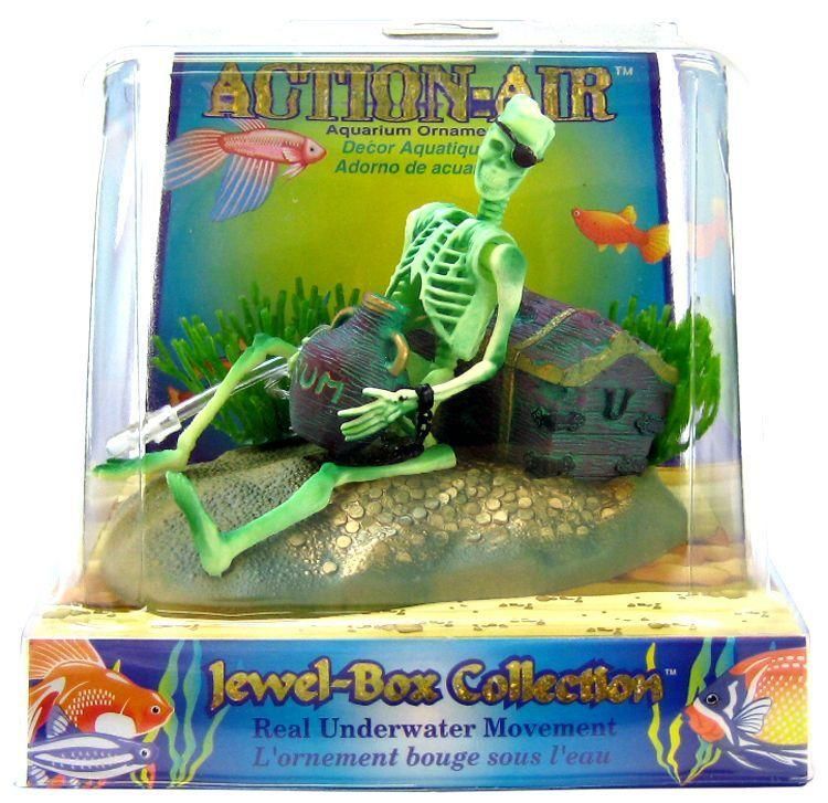 Penn Plax Action-Air Skeleton with Jug & Treasure Chest - 0-85