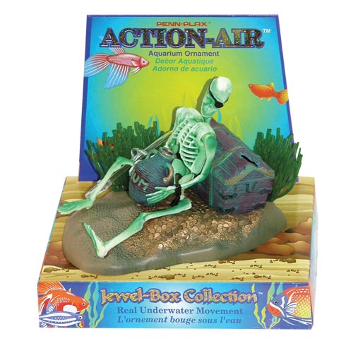 Penn Plax Action-Air Skeleton with Jug & Treasure Chest - 0-85