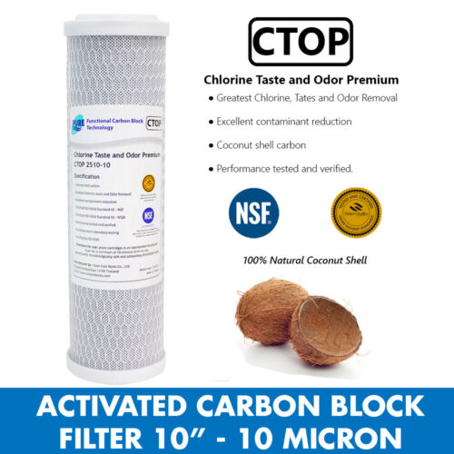 RO PURE Activated Carbon Block Water Filter Replacement 2.5 x 10 inch 10 Micron